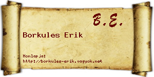 Borkules Erik névjegykártya